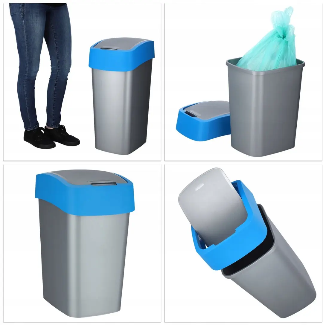 Curver Flip Bin Serie 45L Prullenbak - Niebieski - afbeelding 6 van 6