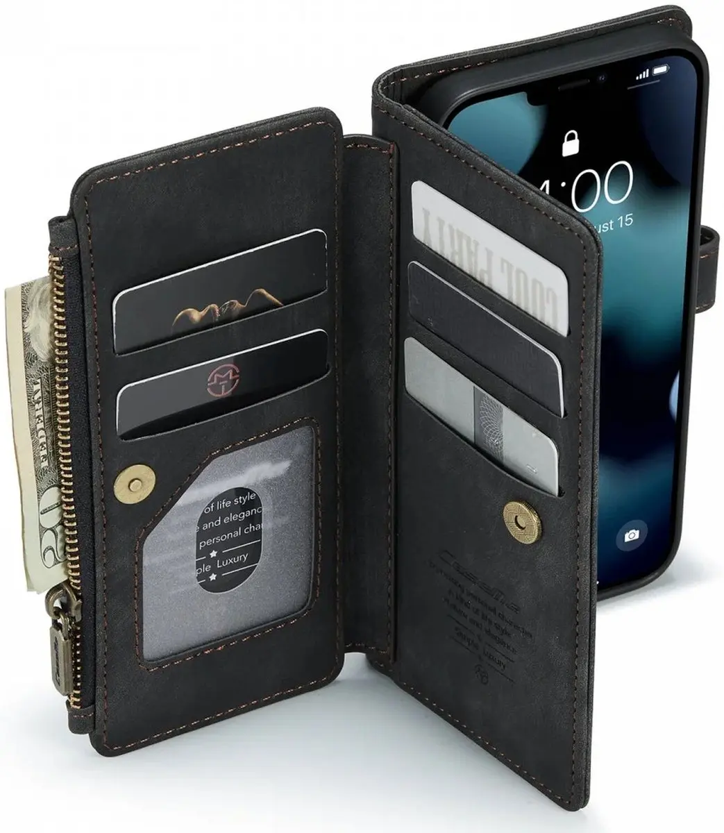 CaseMe C30 Hoesje iPhone 13 - Pasjeshouder 10 Stuks - Zwart