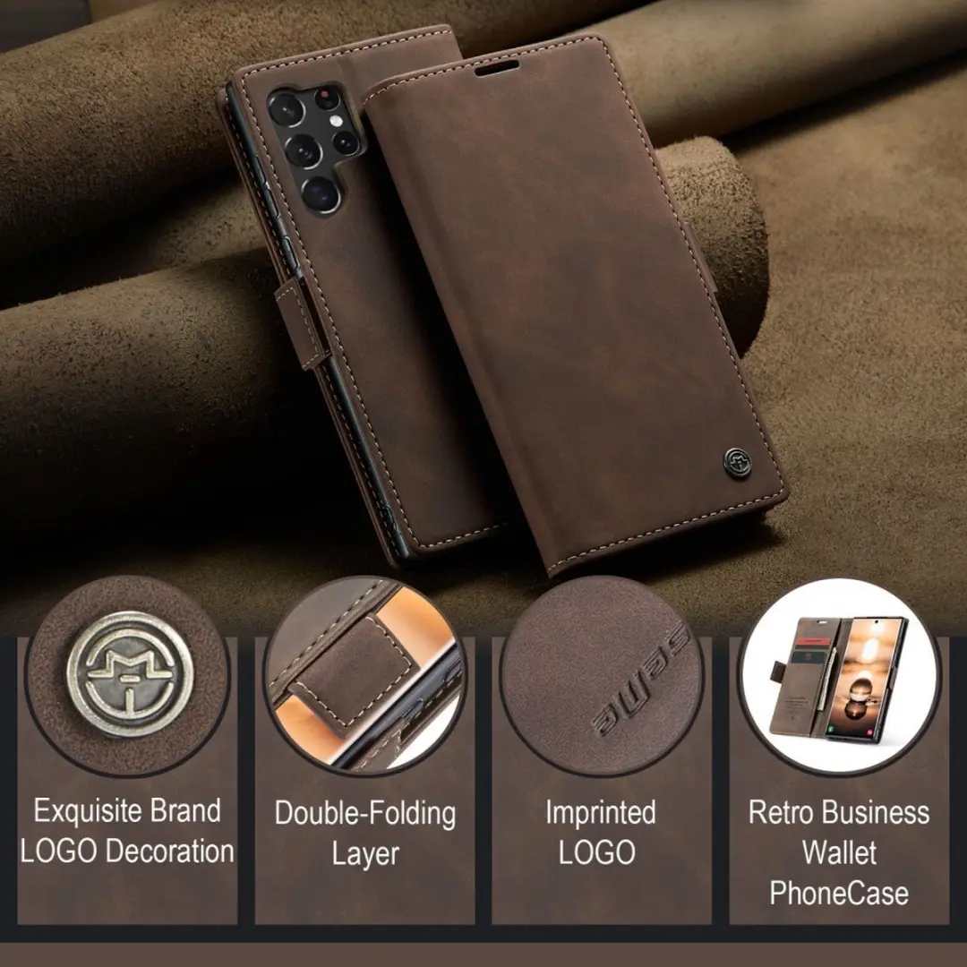 Caseme 013 Book Case Hoesje - Samsung Galaxy S24 Ultra - Donkerbruin
