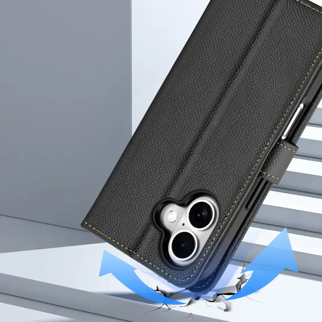 Dux Ducis Lawa Series iPhone 16 Plus Hoesje - Wallet Book Case 7 Pasjes - Zwart