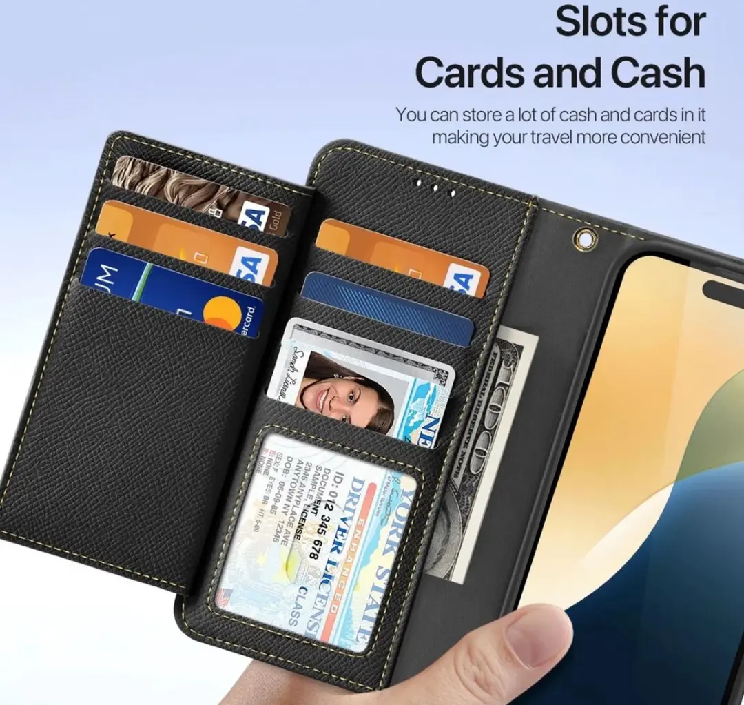 Dux Ducis Lawa Series iPhone 16 Plus Hoesje - Wallet Book Case 7 Pasjes - Zwart