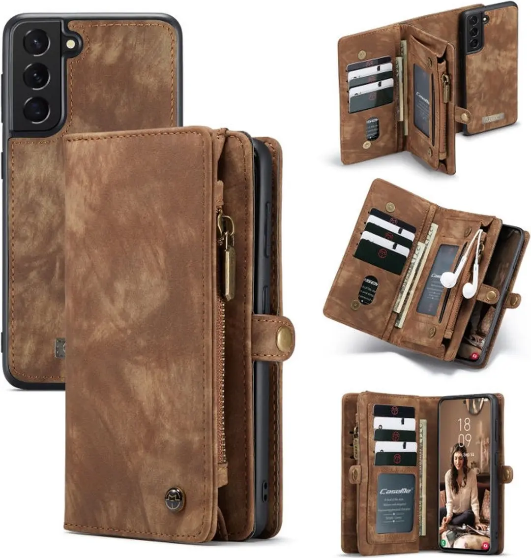 Caseme 008 Book Case Samsung Galaxy S21 FE - 8 Pasjes - Bruin