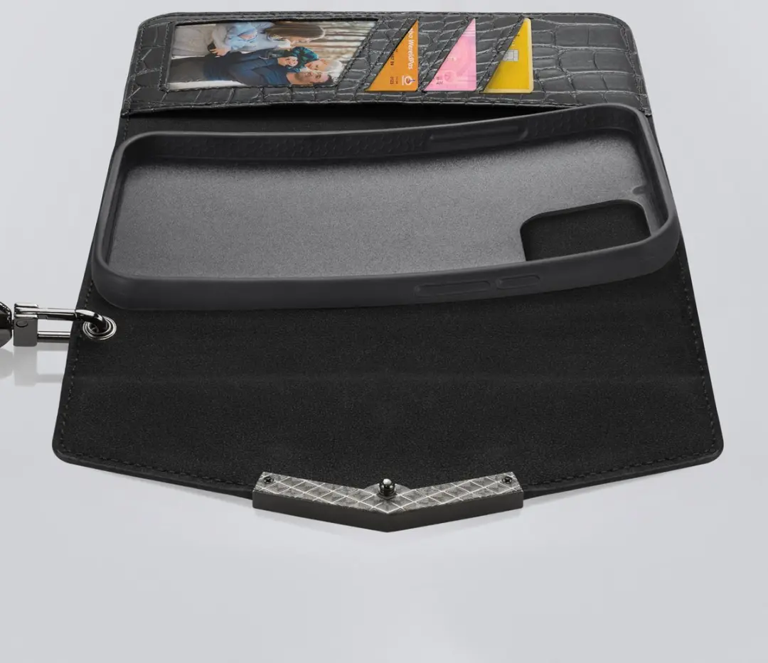 Mobilize iPhone 12/12 Pro Croco Zwart Kunstleer Hoesje - 5 Pasjes