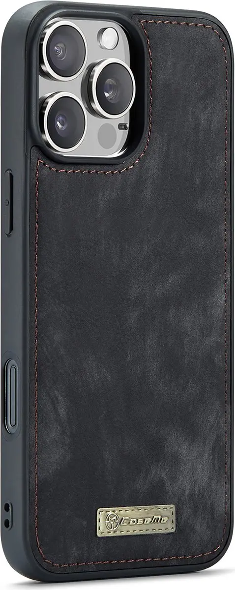 Caseme CSM-8551429 Bookcase Hoesje iPhone 16 Pro Max - Zwart - Portemonnee 10 Vakjes