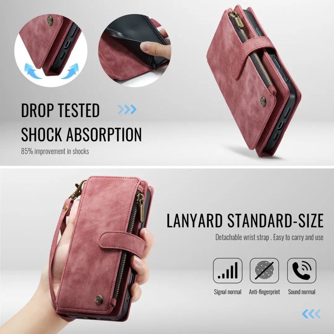 CaseMe C30 Book Case iPhone 17 Pro Max Hoesje - Rood - 10 Pasjes
