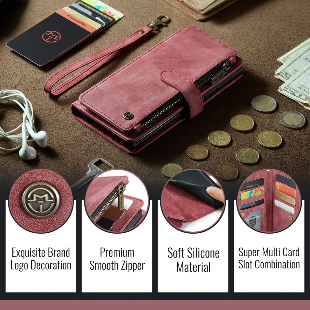 CaseMe C30 Book Case iPhone 17 Pro Max Hoesje - Rood - 10 Pasjes