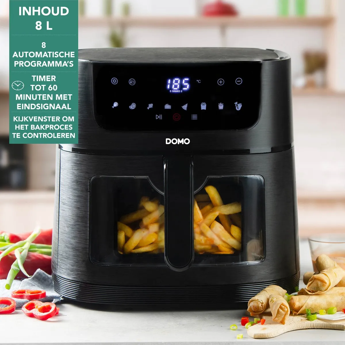 Domo DO543FR Airfryer XXL 8L - Zwart