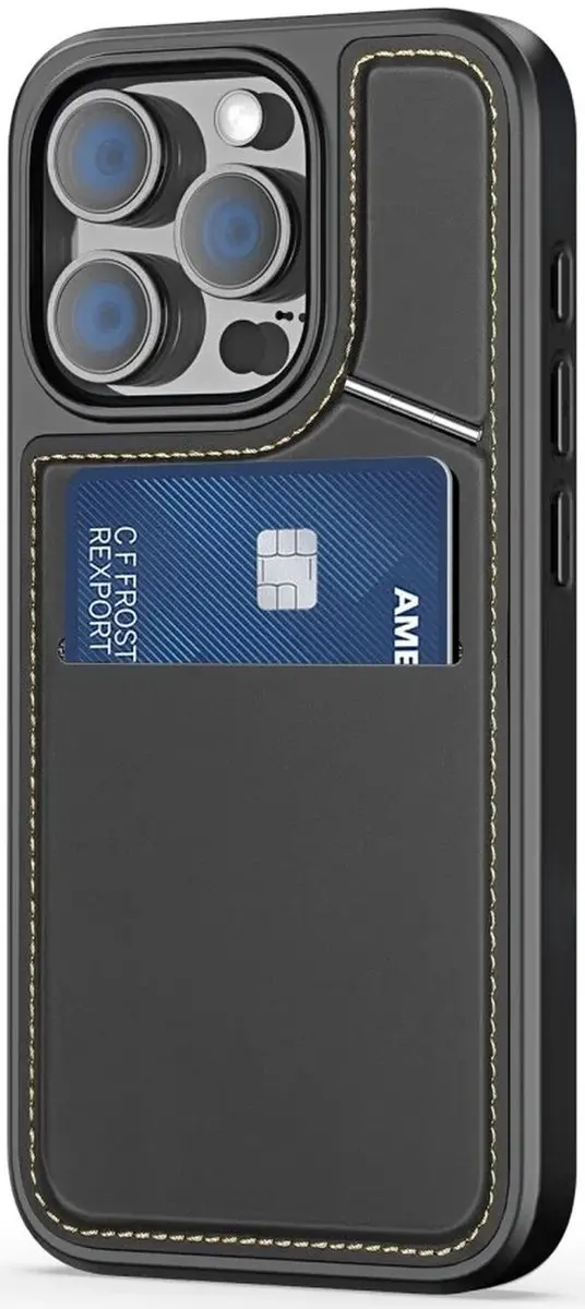 Dux Ducis Rafi Series iPhone 16 Pro Hoesje - Back Cover met Stand - Zwart
