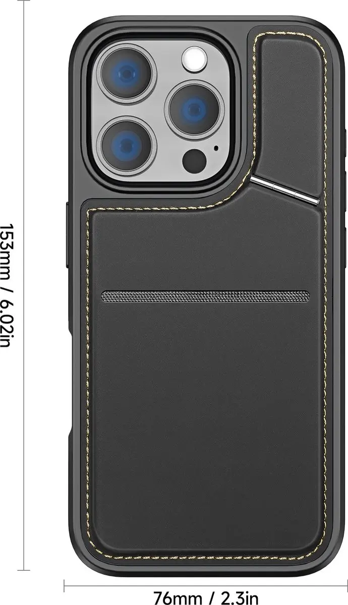 Dux Ducis Rafi Series iPhone 16 Pro Hoesje - Back Cover met Stand - Zwart - afbeelding 6 van 6