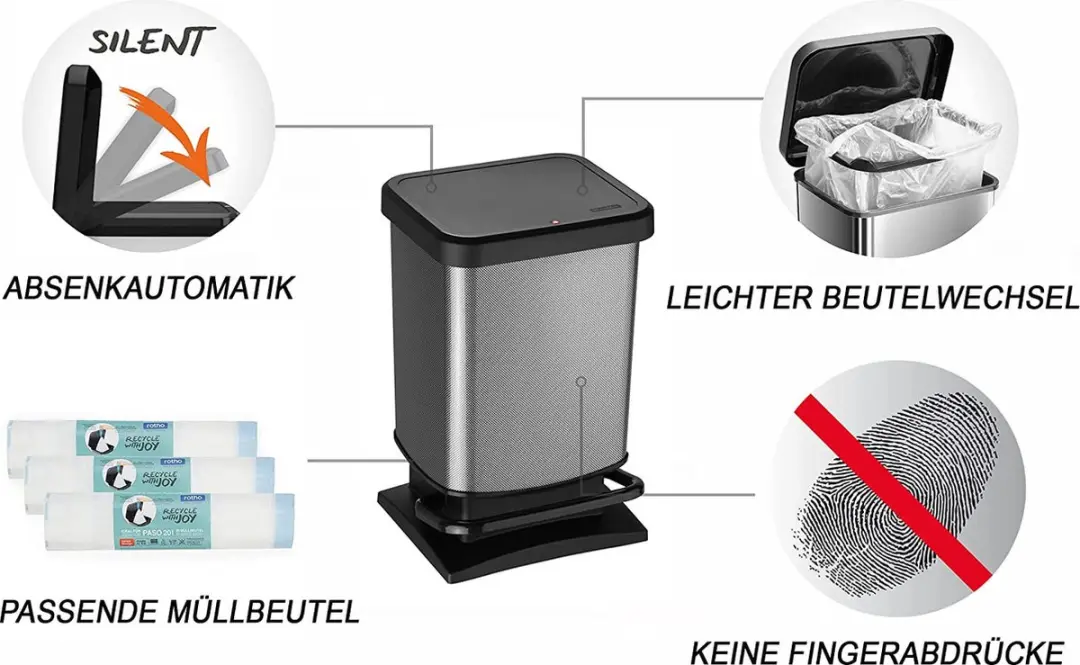 Rotho Paso Pedaalemmer 20L - Zilver