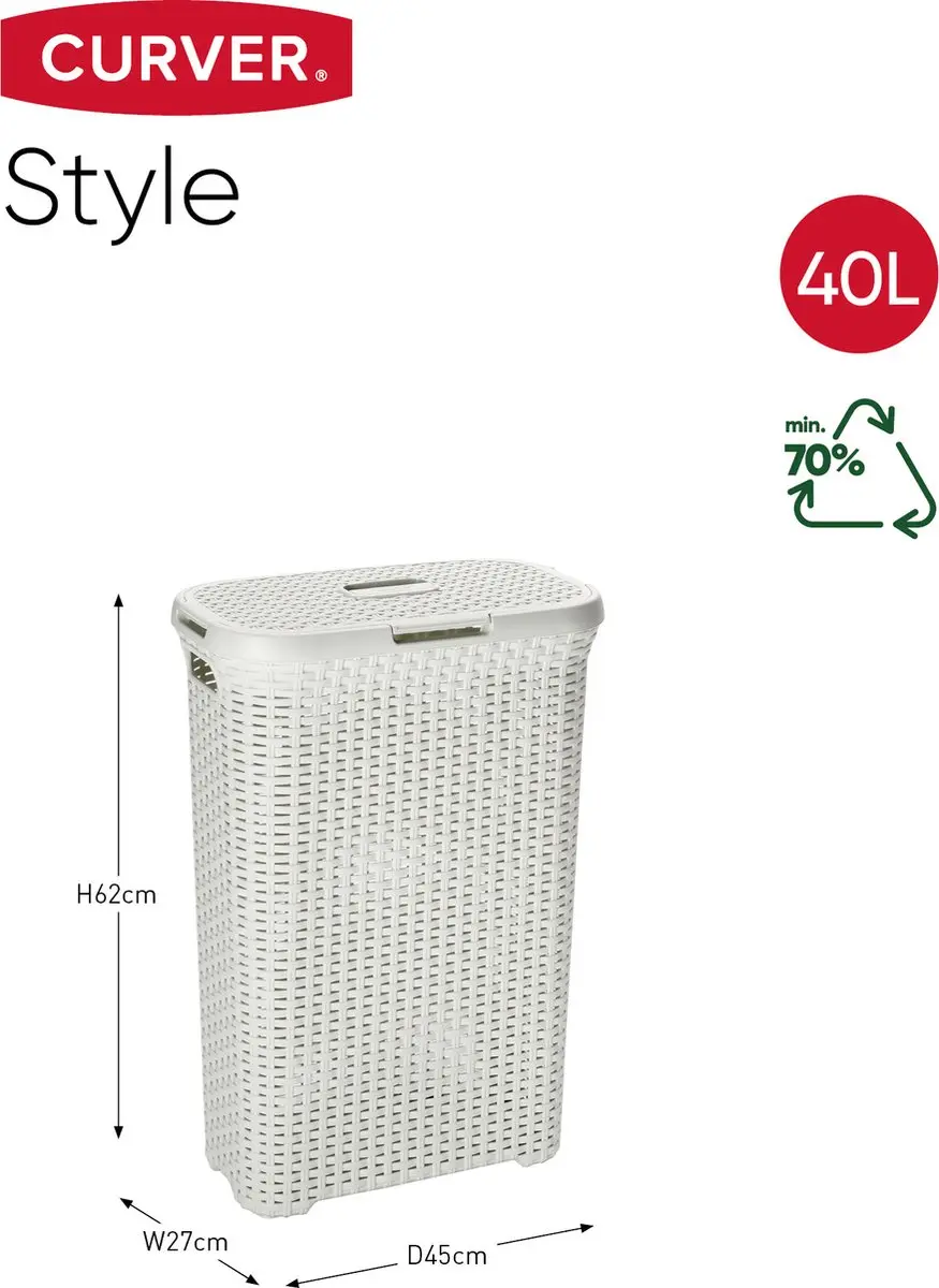 Curver Style Wasmand met deksel 40L - Vintage wit