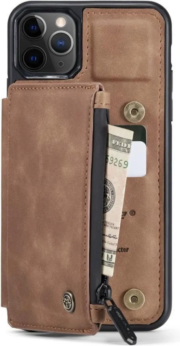 Caseme Back Cover Wallet Kunstleer Hoes iPhone 11 Pro Max - 3 Pasjes - Bruin