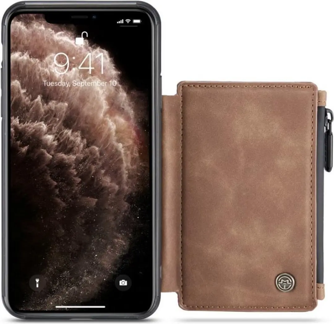 Caseme Back Cover Wallet Kunstleer Hoes iPhone 11 Pro Max - 3 Pasjes - Bruin