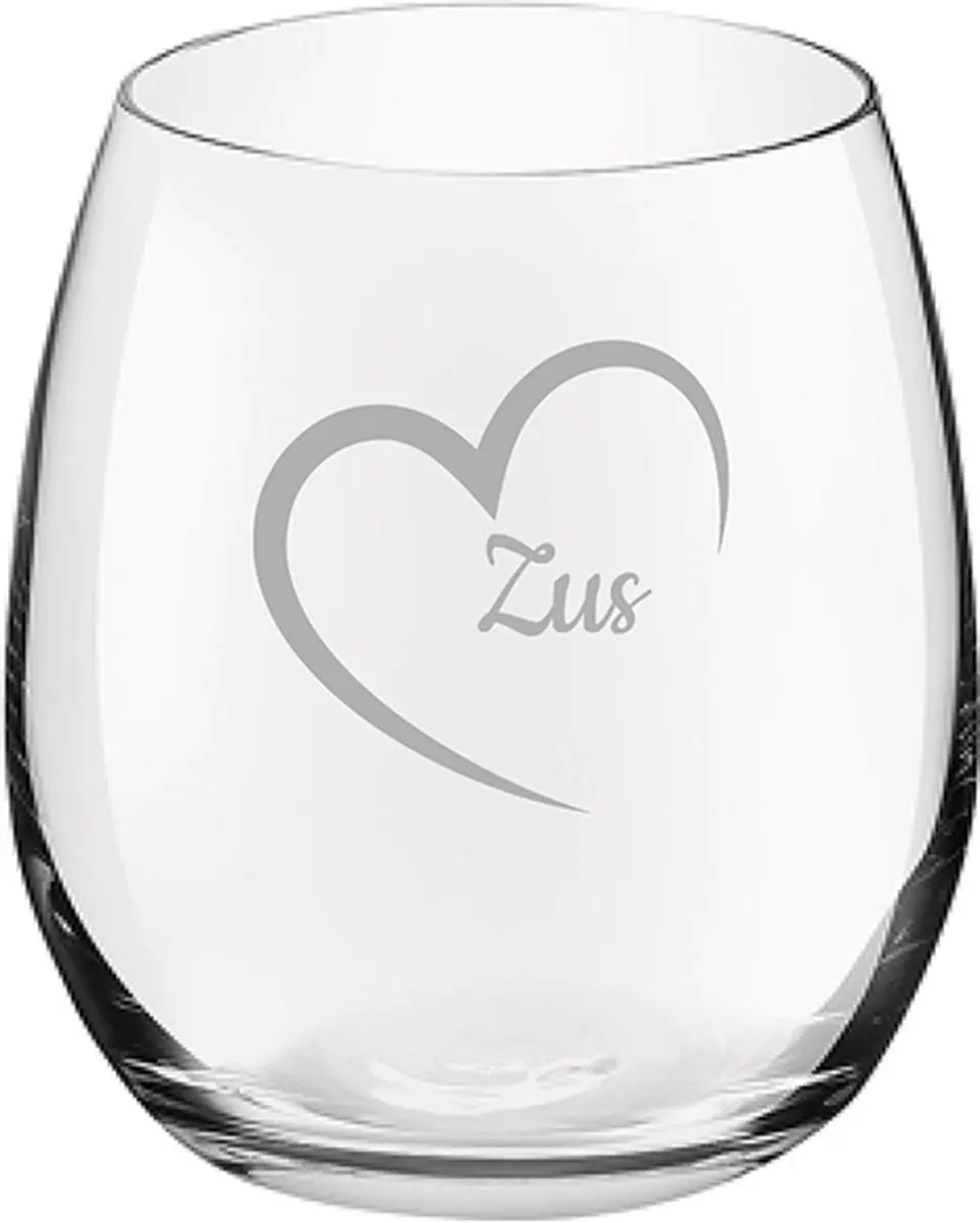 Gegraveerde Drinkglas 39cl Zus met hartje