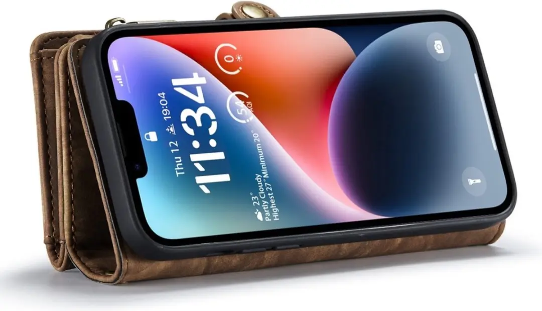 Caseme 008 iPhone 14 Hoesje - Book Case & Portemonnee - 8 Pasjes - Bruin