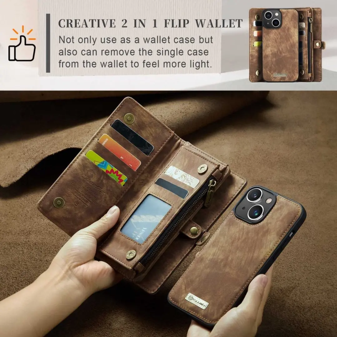 Caseme 008 iPhone 14 Hoesje - Book Case & Portemonnee - 8 Pasjes - Bruin - afbeelding 6 van 6