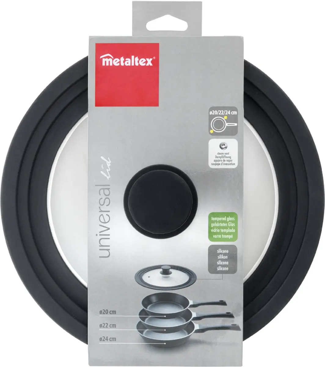 Metaltex Universele Pannendeksel 24cm - Glas/Siliconen - 319124