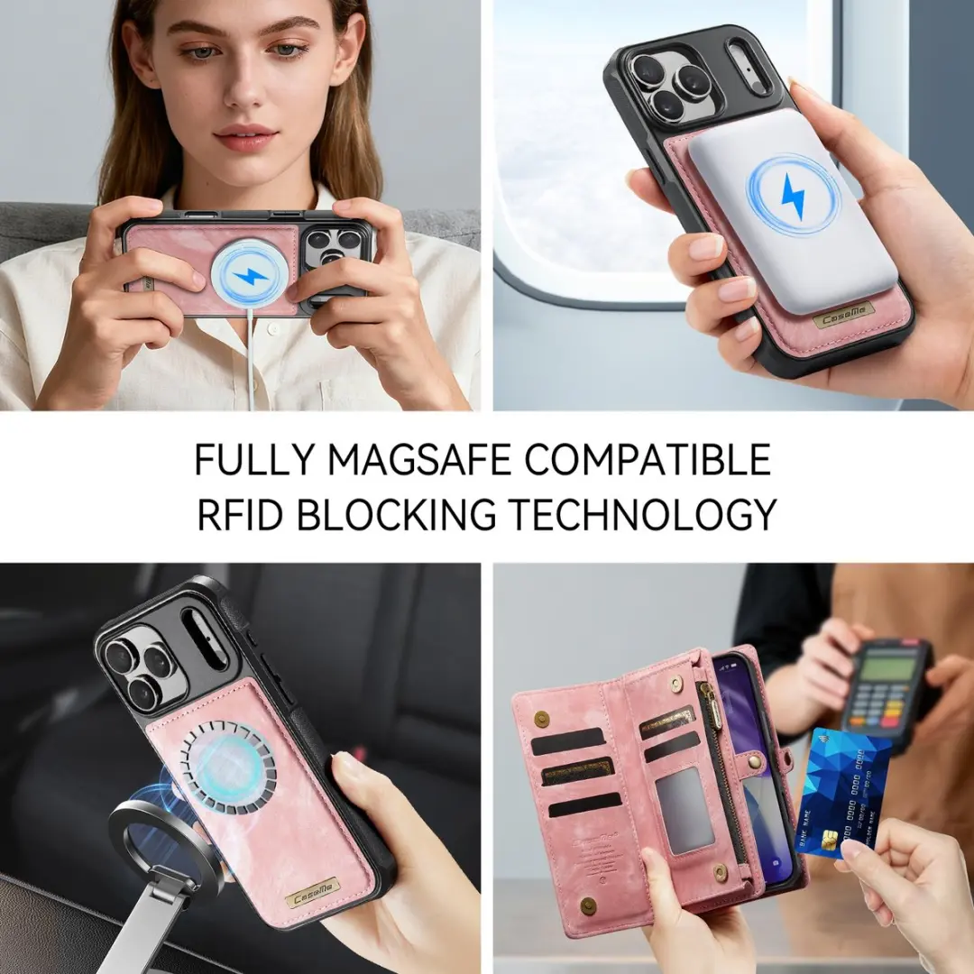 Caseme 008 Hoesje iPhone 17 Pro Max - Roze - 8 Pasjes