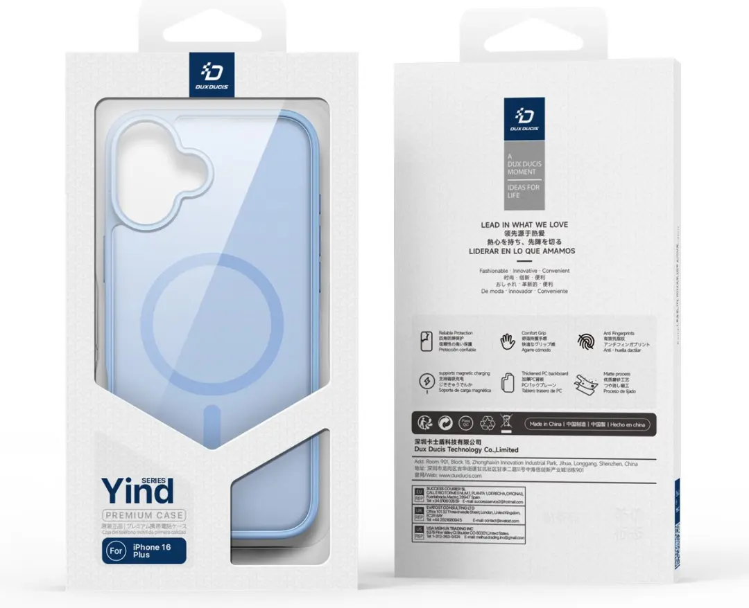 Dux Ducis Yind Serie iPhone 16 Plus Hoesje - Lichtblauw