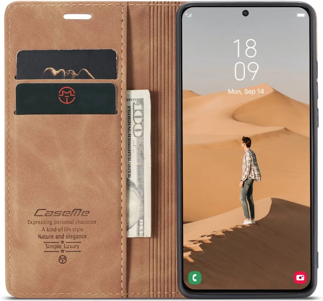 Caseme 013 Book Case Hoesje Samsung Galaxy S22 - 2 Pasjes - Bruin