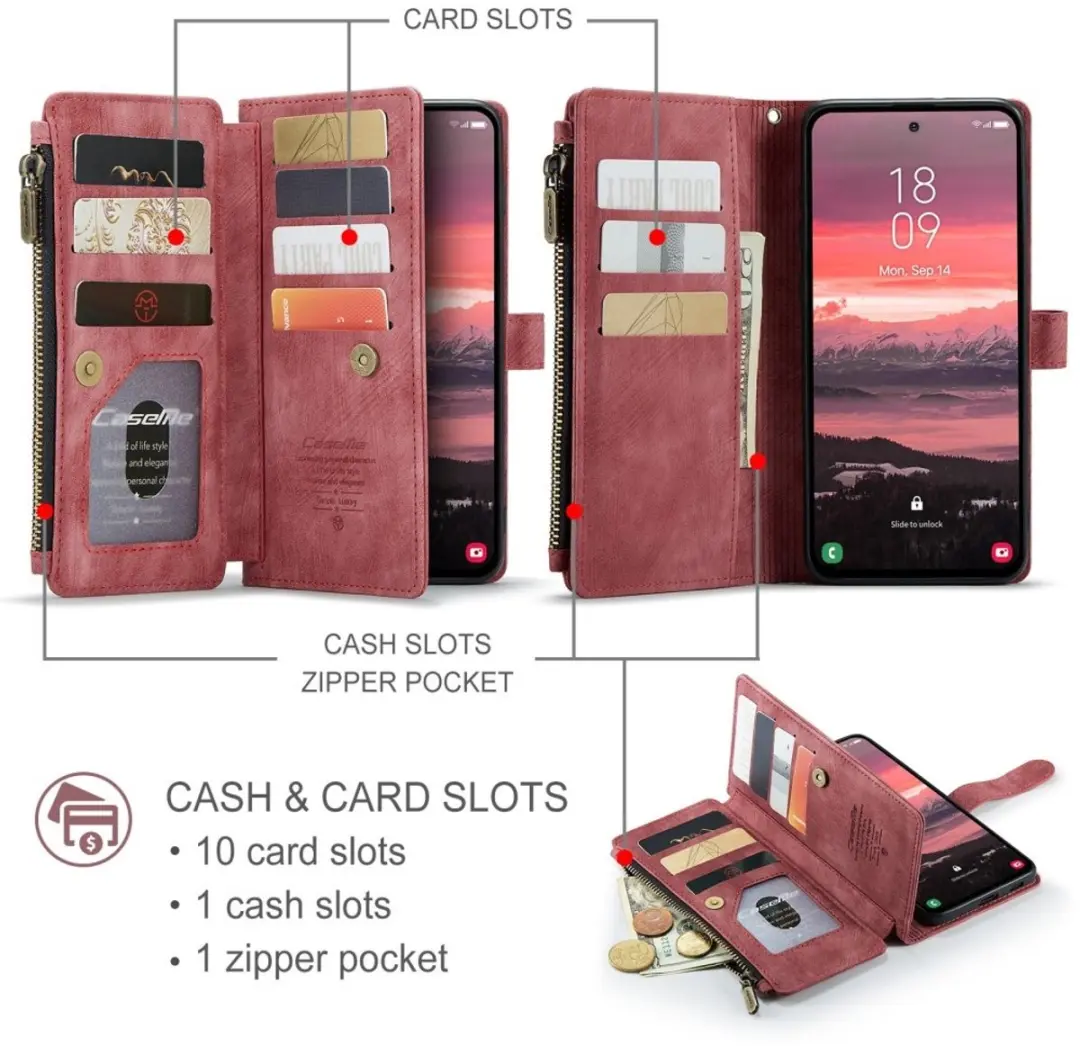 CaseMe C30 Book Case Samsung Galaxy S25 Edge - Portemonnee 10 Pasjes - Rood
