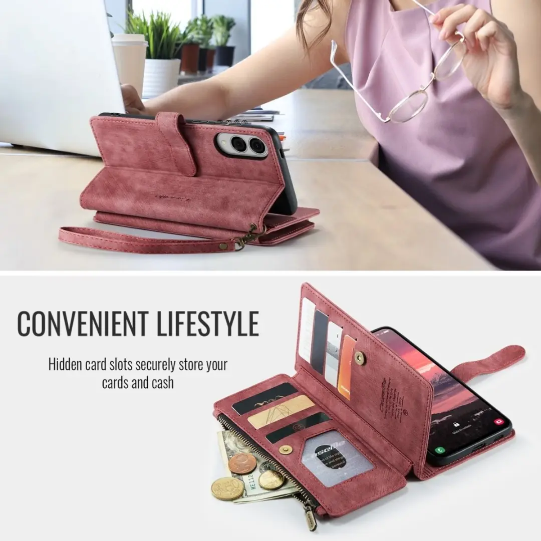 CaseMe C30 Book Case Samsung Galaxy S25 Edge - Portemonnee 10 Pasjes - Rood