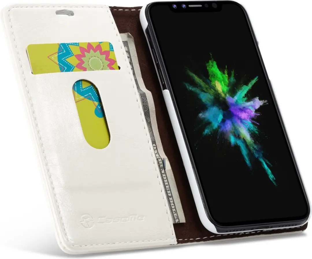 Caseme Kunstleer Wallet voor iPhone XR - 3 Pasjes - Wit