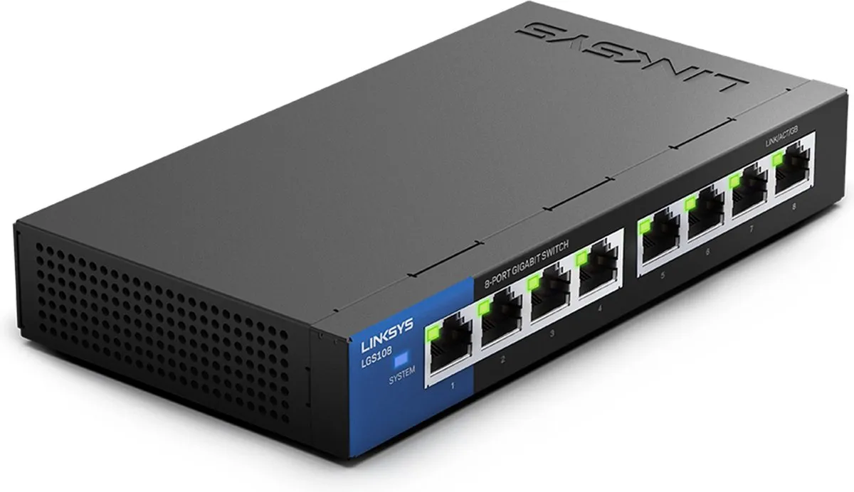 Linksys LGS108 - Netwerk Switch - Unmanaged - 1000 Mbps - 8-Poorten
