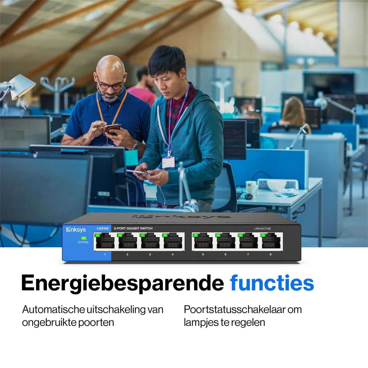 Linksys LGS108 - Netwerk Switch - Unmanaged - 1000 Mbps - 8-Poorten