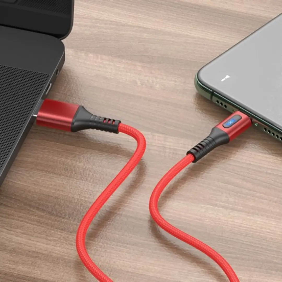 Hoco U79 USB-A Lightning Kabel 18W 1,2m - Rood