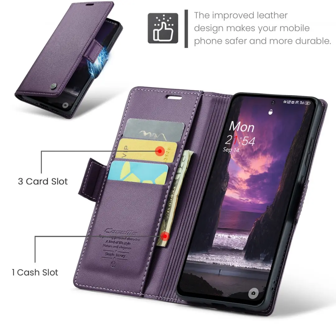 Caseme Wallet Case OnePlus 12 - RFID Paars - afbeelding 6 van 6