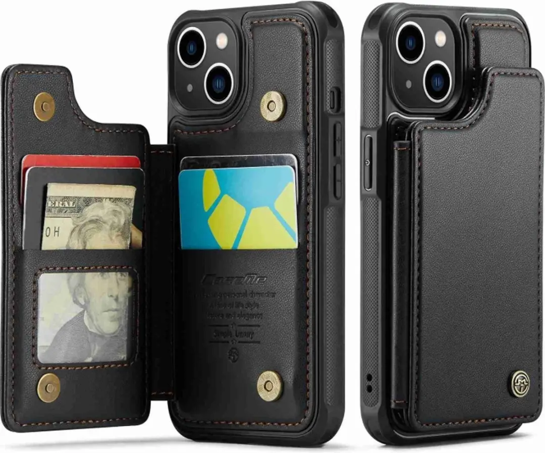 Caseme Portemonnee Backcover iPhone 13 - Anti-RFID - 4 Pasjes - Zwart
