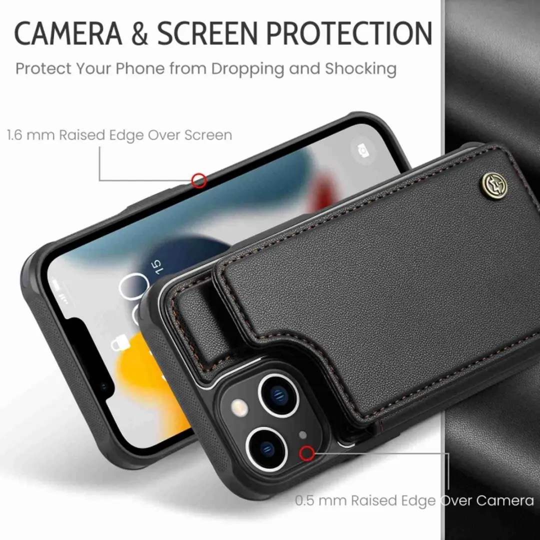 Caseme Portemonnee Backcover iPhone 13 - Anti-RFID - 4 Pasjes - Zwart