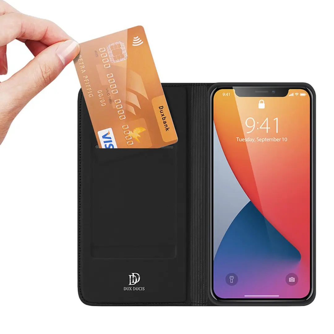 Dux Ducis Pro Serie Slim Wallet Hoes iPhone 12 Pro Max - Zwart - afbeelding 6 van 6