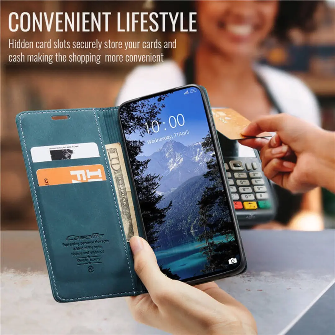 Caseme Magnetische Flip Wallet Case voor Xiaomi Poco X7 Pro - Blauw