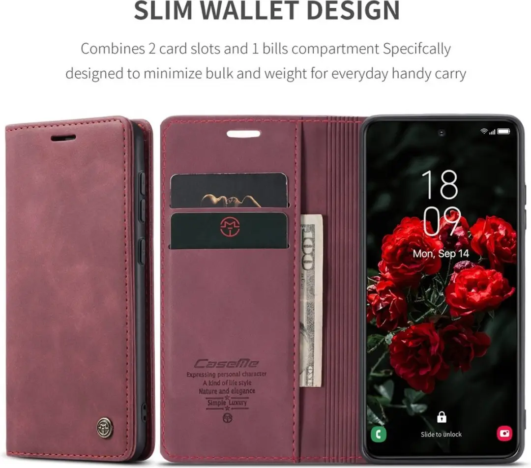 Caseme 013 Book Case Hoesje Samsung Galaxy S25 - Bordeaux