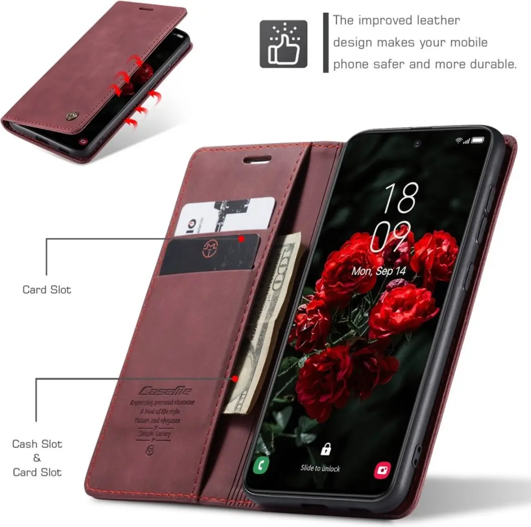 Caseme 013 Book Case Hoesje Samsung Galaxy S25 - Bordeaux