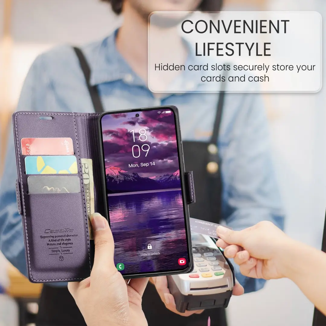 Caseme Wallet Case Samsung Galaxy A37 - RFID & Magneetsluiting - Paars