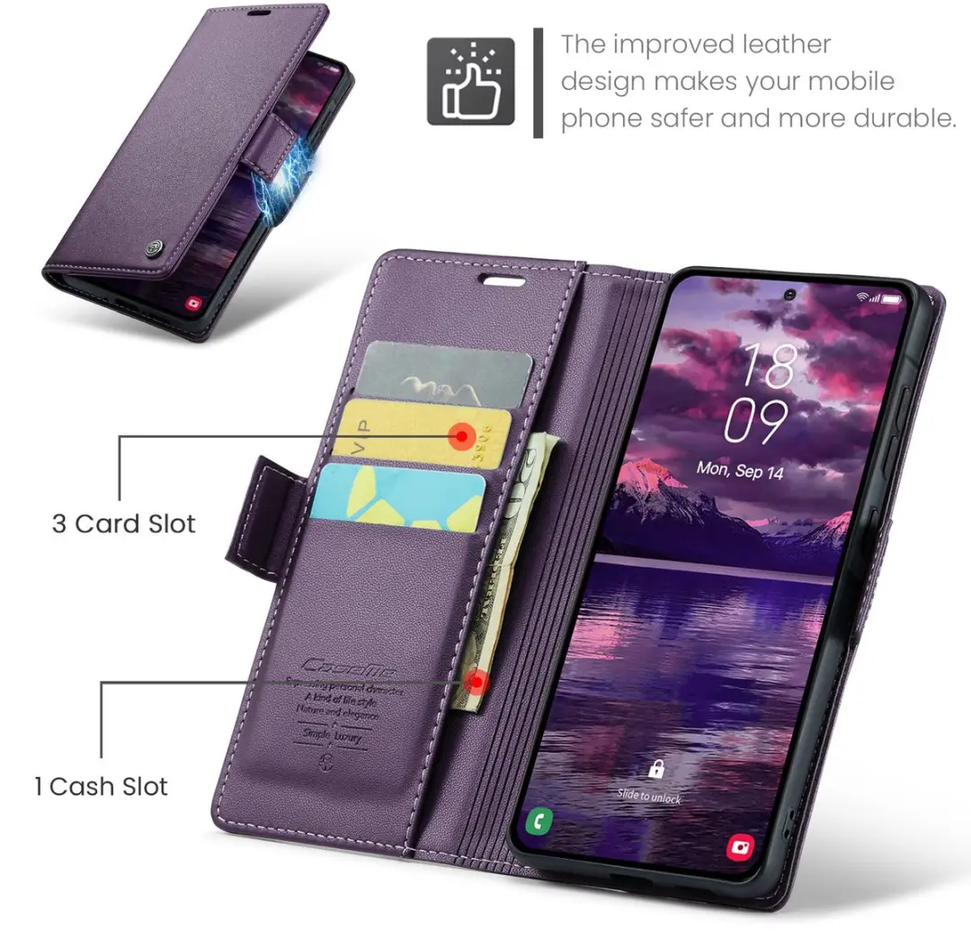 Caseme Wallet Case Samsung Galaxy A37 - RFID & Magneetsluiting - Paars