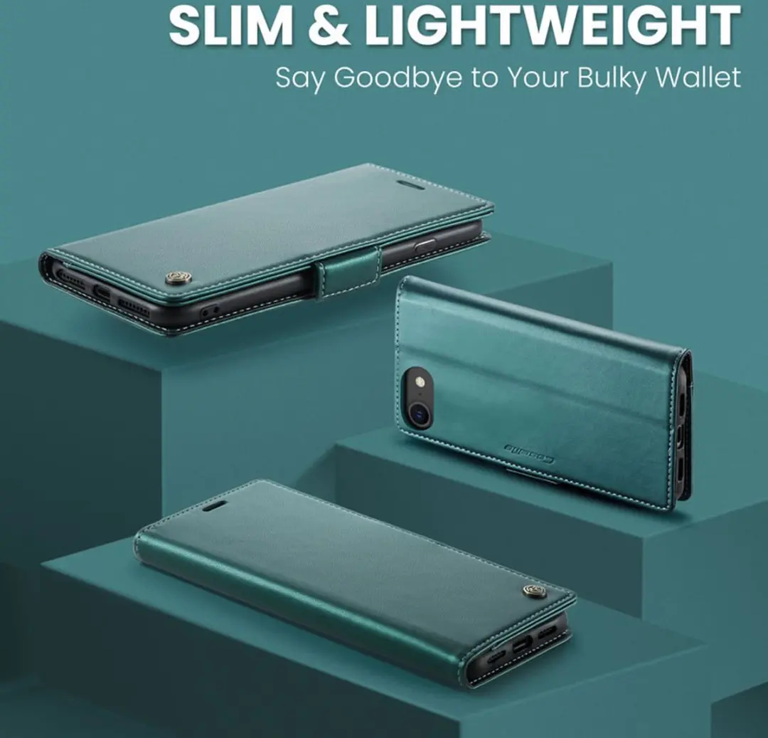 CaseMe Wallet Case iPhone 7/8/SE Magneetsluiting - Groen - afbeelding 6 van 6