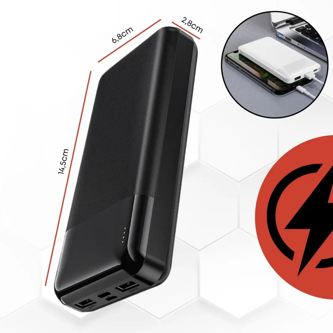 Hoco J72AB Powerbank 20.000mAh - 2x USB-A - Zwart