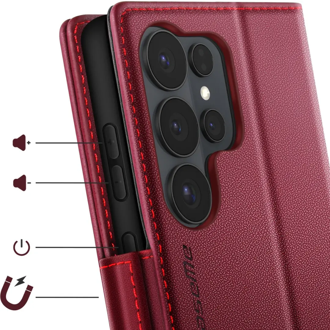 Caseme Etui Galaxy S26 Ultra Anti-RFID Bordeaux - FOLIO-KAZME-RD-S26U