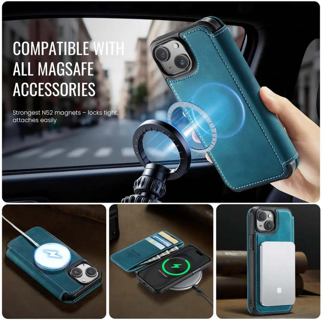 CaseMe 053 MagSafe Hoesje iPhone 12/12 Pro - Blauw - 3 Pasjes