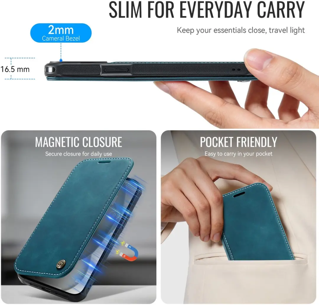 CaseMe 053 MagSafe Hoesje iPhone 12/12 Pro - Blauw - 3 Pasjes
