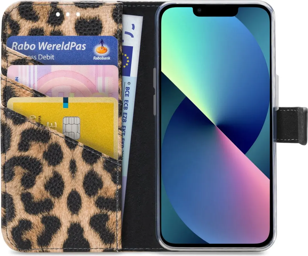 My Style MSFWLT1305 Telefoonhoesje iPhone 13 Mini - 3 Pasjes - Leopard