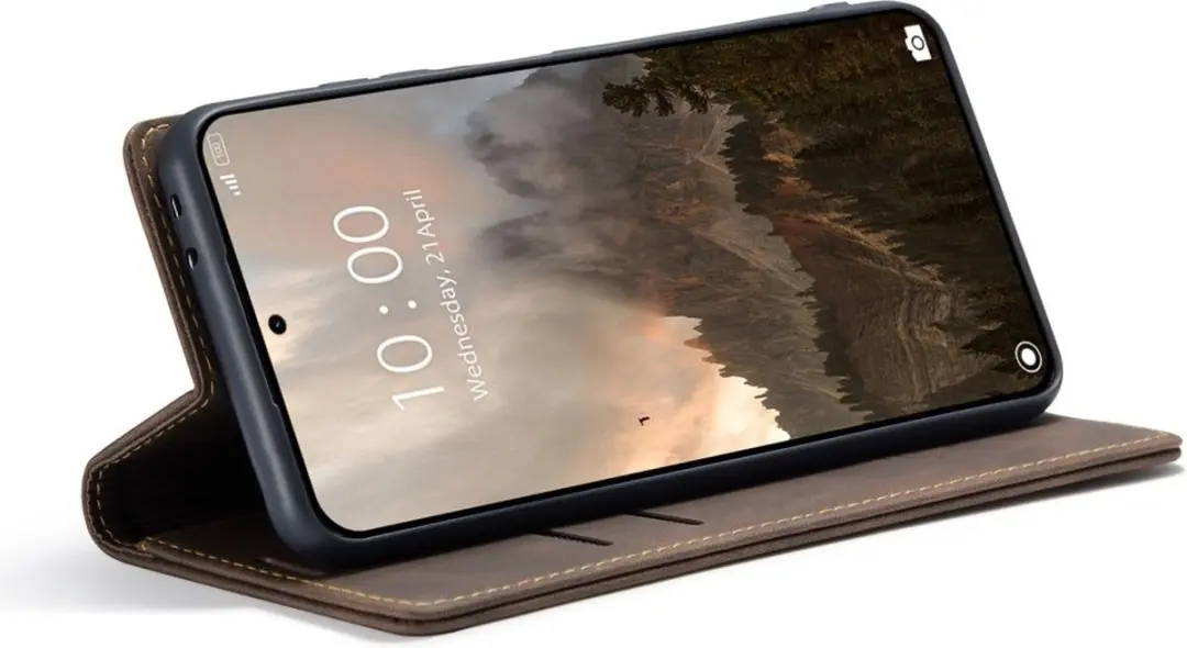 Caseme 013 Book Case Hoesje Xiaomi 14T Pro - 2 Pasjes - Donkerbruin - afbeelding 6 van 6
