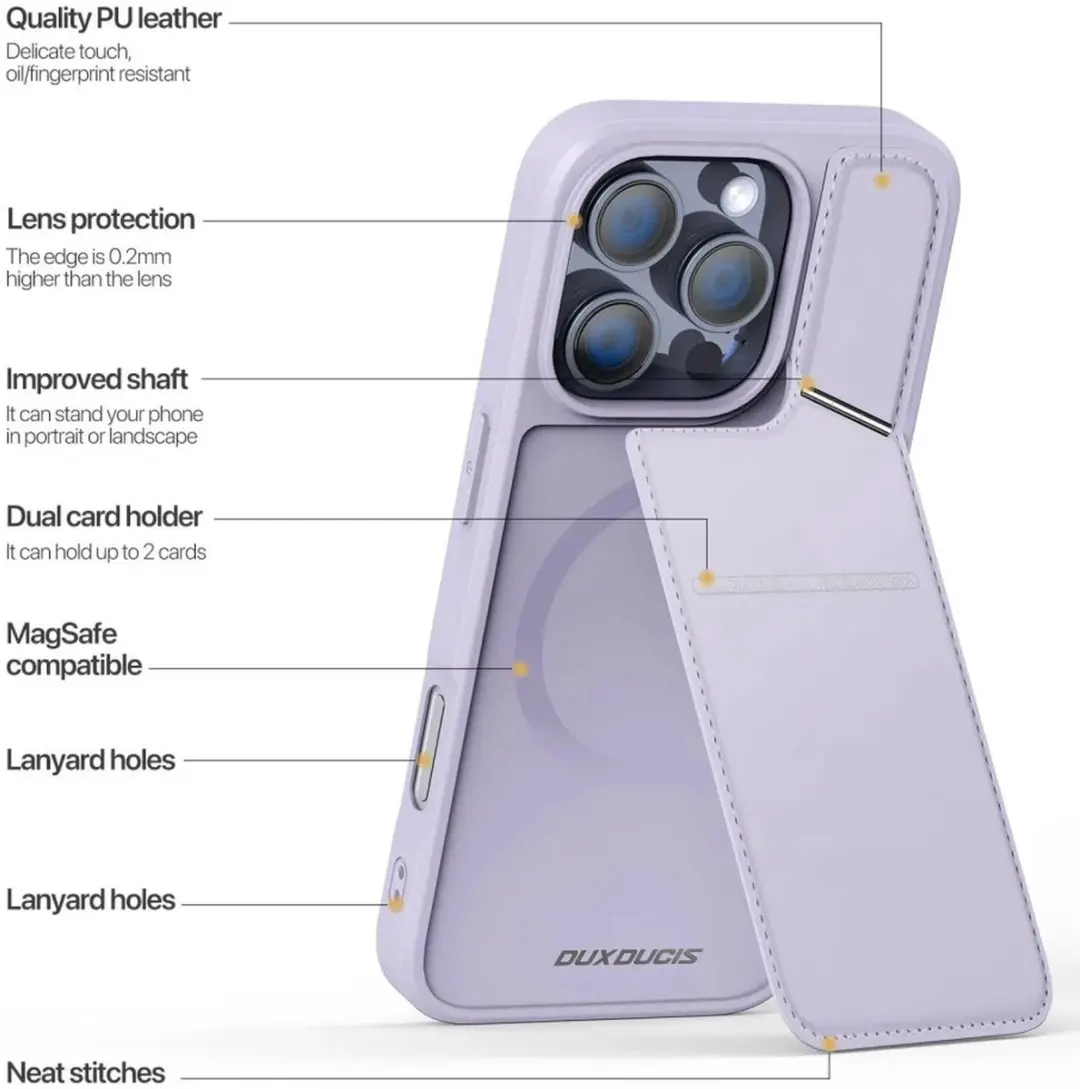 Dux Ducis Rafi Series iPhone 16 Pro Max Hoesje - Paars - MagSafe - afbeelding 6 van 6