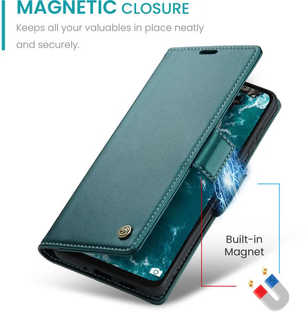 Caseme Wallet Case Groen voor Samsung Galaxy A16 - RFID & Magneetsluiting