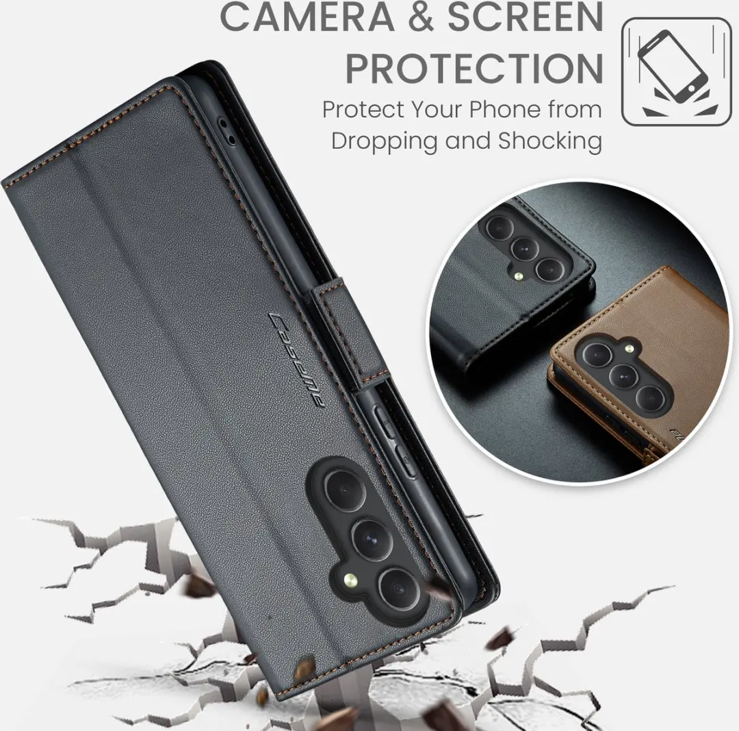 Caseme Wallet Case Samsung Galaxy A54 - RFID & Magneetsluiting - 3 Pasjes - Zwart