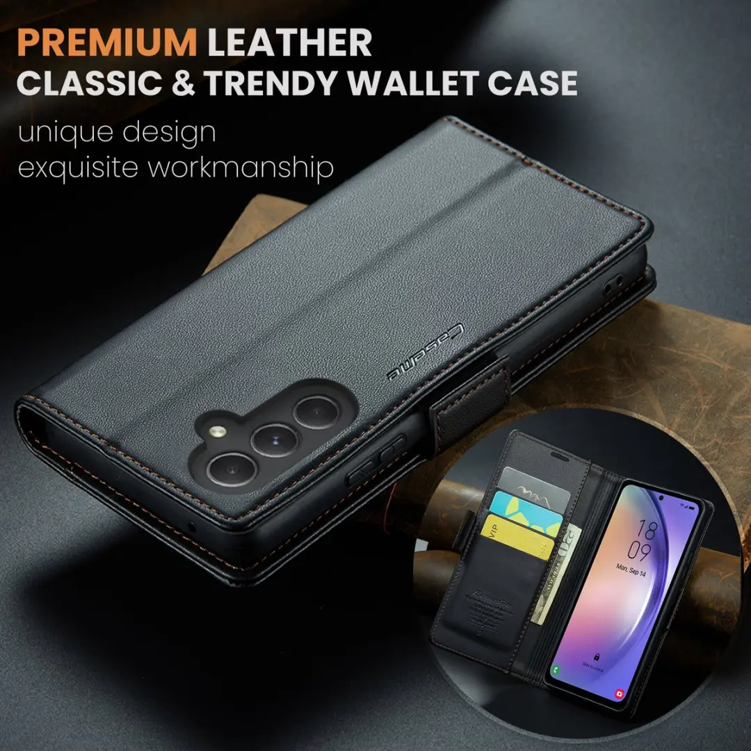 Caseme Wallet Case Samsung Galaxy A54 - RFID & Magneetsluiting - 3 Pasjes - Zwart - afbeelding 6 van 6